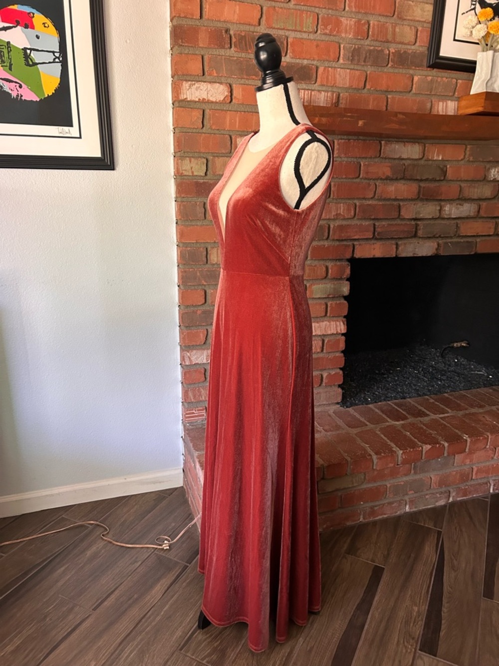 Jenny Yoo Collection Logan Deep-V Velvet Column Gown in English Rose Sz 4 - Picture 6 of 10